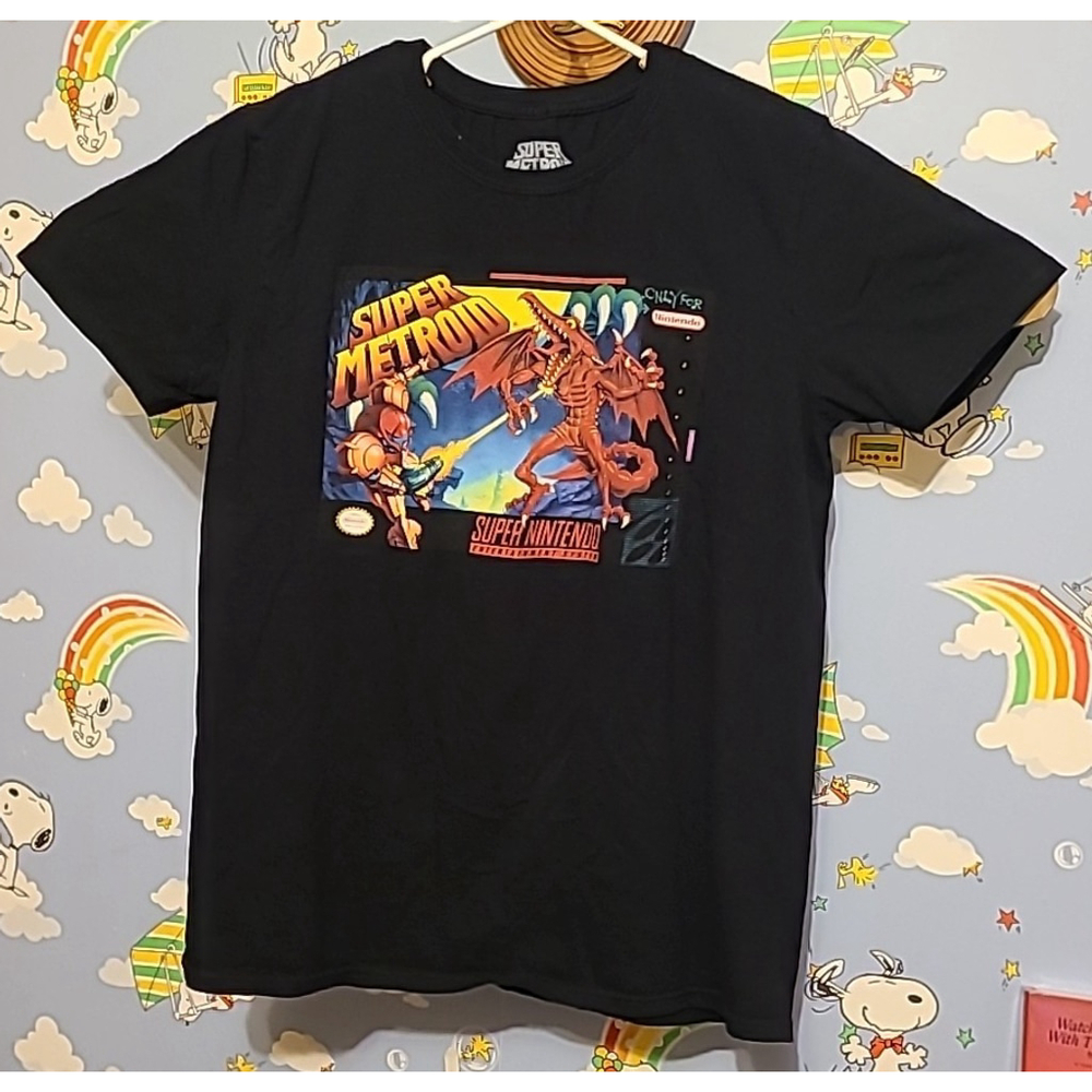 Super Metroid Super Nintendo T Shirt ThinkGeek Size Medium Black 2018 SNES